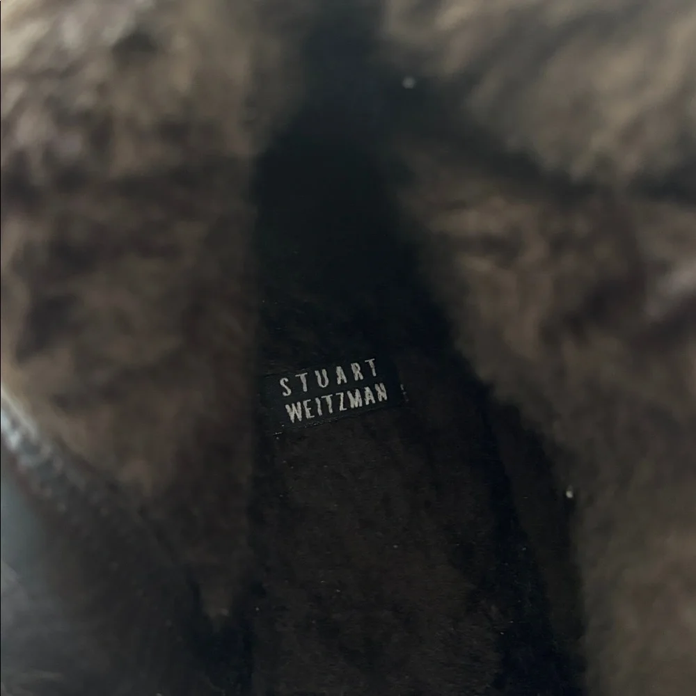 Stuart Weitzman ankle lace up faux shearling‎ fur fleece Suede winter boots Sz 8